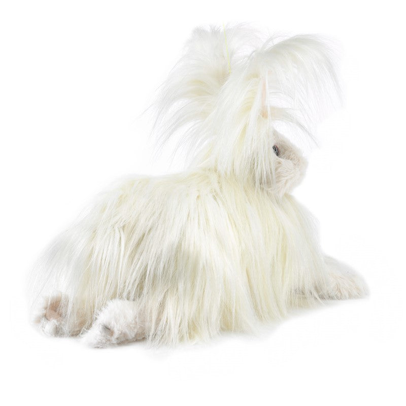Angora Rabbit Puppet with fluffy soft long pile plush and signature rabbit ears for lifelike pretend play.