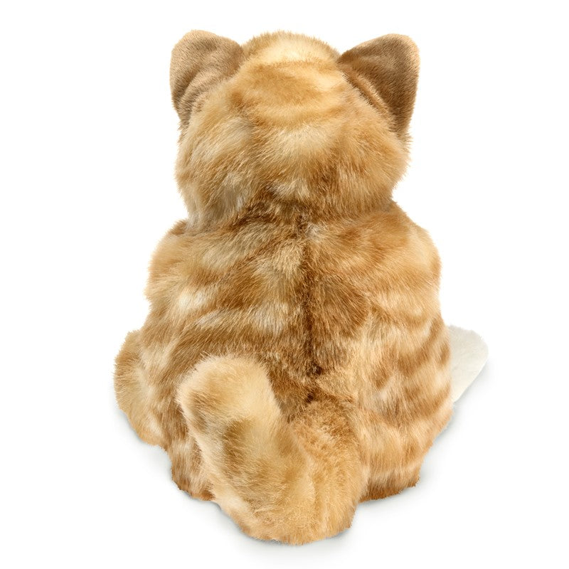 Kitten Orange Tabby Puppet showing soft striped orange fur and curled tail from the back for playful animation.
