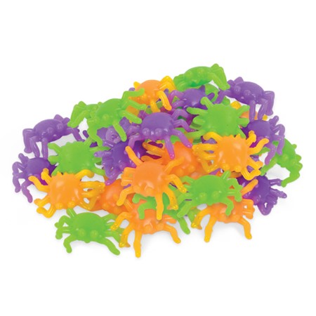 Sticky Spider Tumblers in bright green, orange, and purple colors, perfect for fun window races and play.