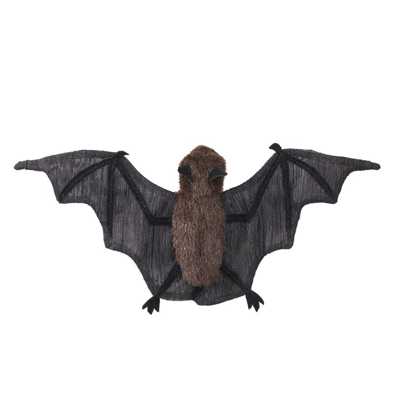 Bat Finger Puppet with soft brown body and detailed black wings perfect for imaginative storytelling and play.