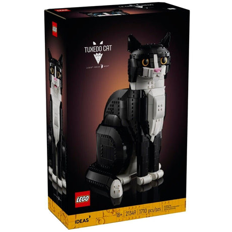 Ideas Tuxedo Cat LEGO set box showing a detailed black and white buildable tuxedo cat model.