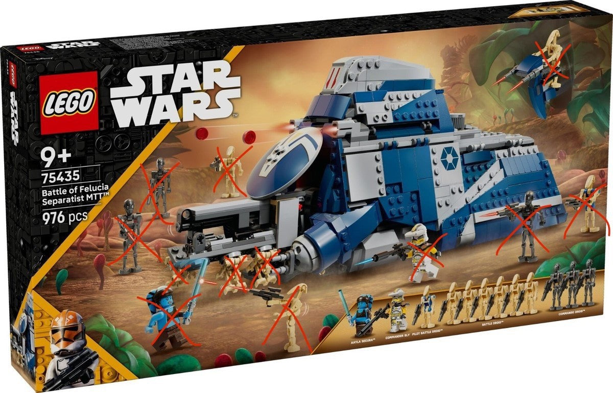 Box for LEGO Star Wars Battle of Felucia Separatist MTT set with minifigures and battle scene background