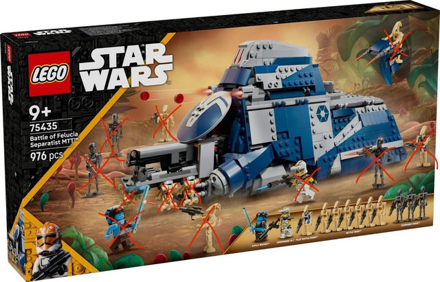 Box for LEGO Star Wars Battle of Felucia Separatist MTT set with minifigures and battle scene background