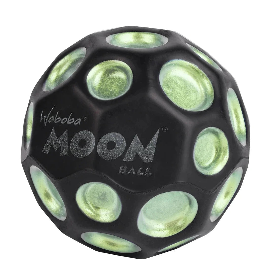 Moon Ball | Dark Side of the Moon hyper bouncy ball with metallic dots and unique pop sound, 63mm size, ages 5+ toy.