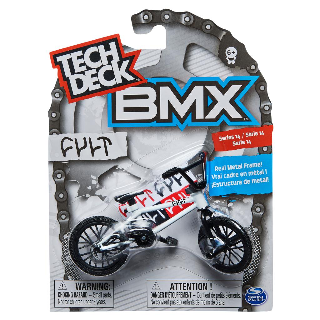 Tech Deck BMX Bike with real metal frame and detailed graphics in collectible packaging for ages 6 and up.