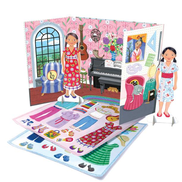 Paper Dolls | Artist & Musician with two dolls, clothing sheets, and a detailed stand-up scene for imaginative play.