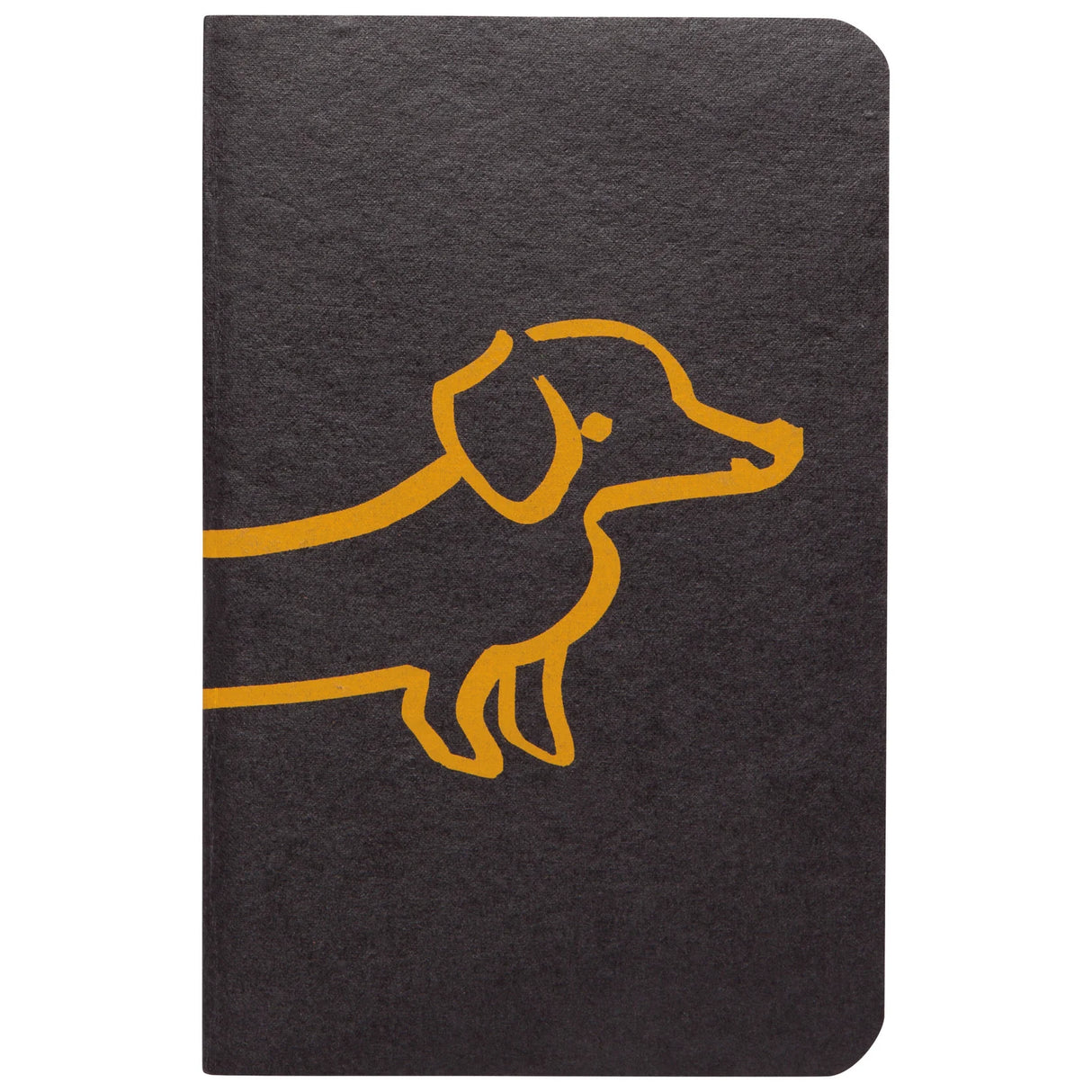 Mini Scribble Notebooks | Dog Park with a simple orange dog illustration on a charcoal recycled paper cover.
