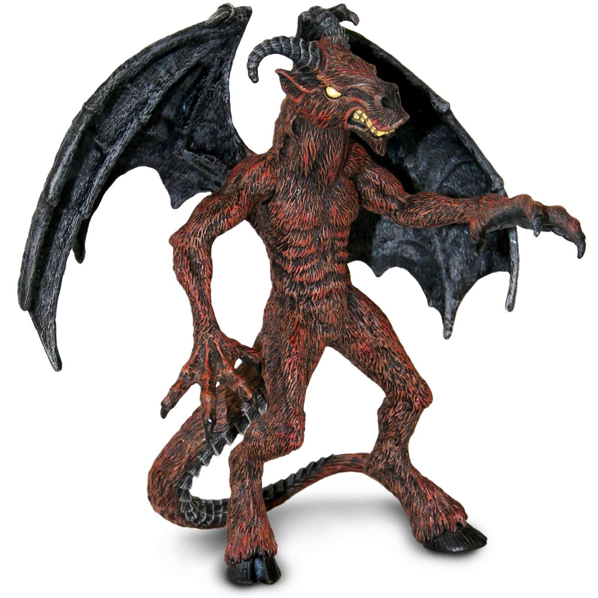 Highly detailed Jersey Devil figure with bat wings, cloven hooves, and horned goat-like head, standing about 5 inches tall.