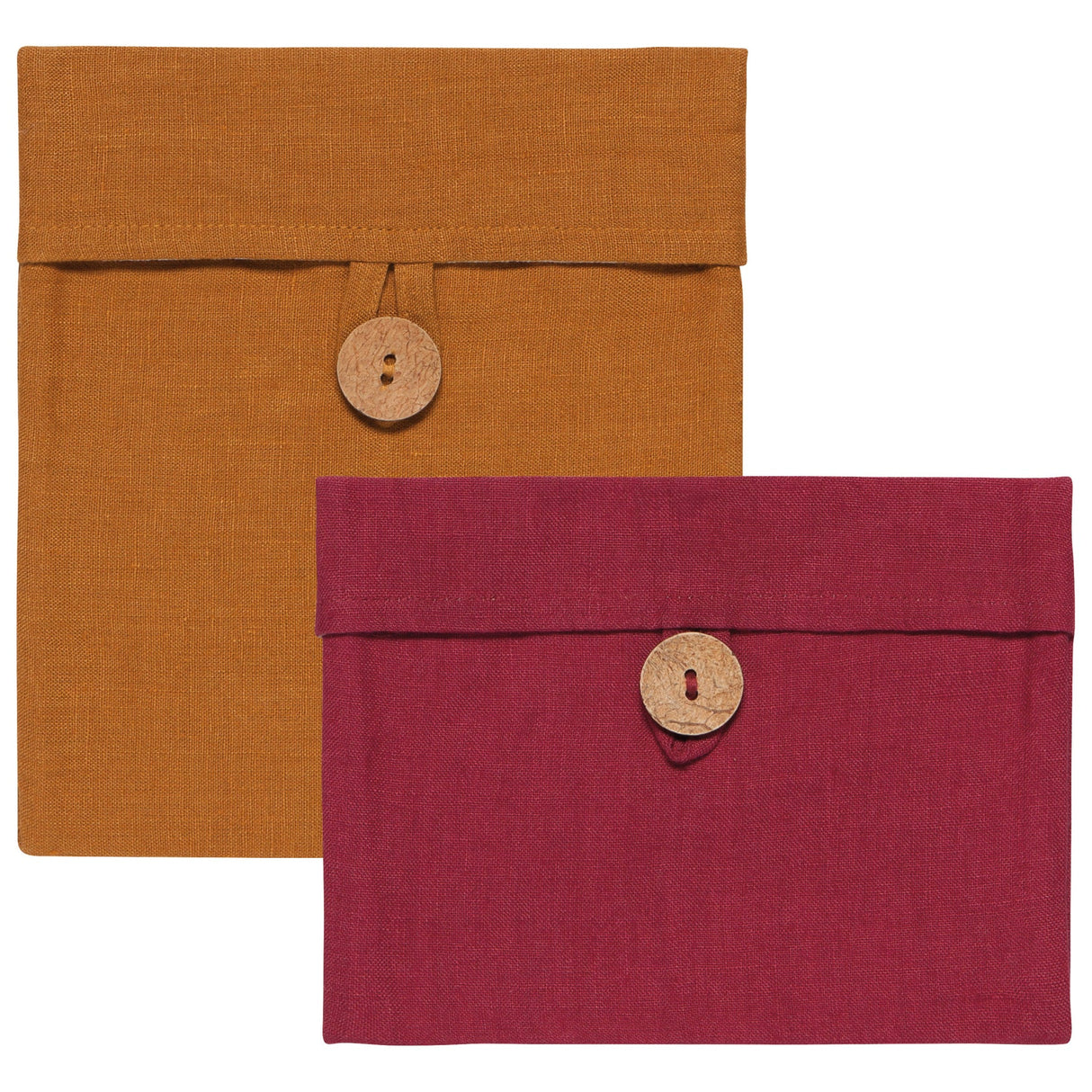 Snack Bags | Amber & Red reusable eco-friendly lunch bags with minimalist design and button closure, set of 2.