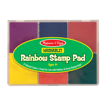 Stamp Rainbow Ink Pad with six bright washable colors for creative stamping and arts-and-crafts activities.