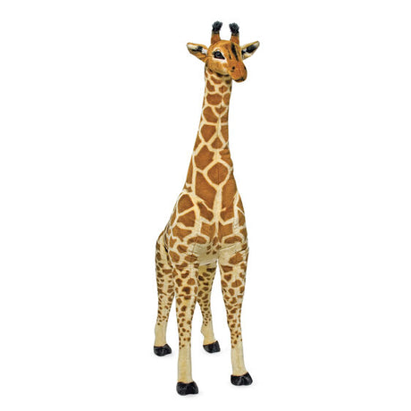 Giraffe BIG lifelike plush toy over 4 feet tall with realistic markings and soft fabric, perfect for nursery décor.