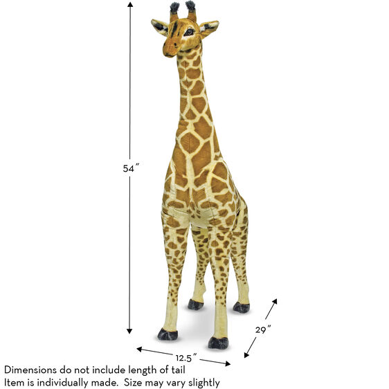 Giraffe BIG plush toy over 4 feet tall with lifelike markings and soft fabric perfect for nursery décor.