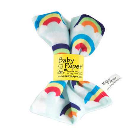 Baby Paper Rainbows small washable baby toy with colorful rainbow pattern for tiny hands to grasp and play