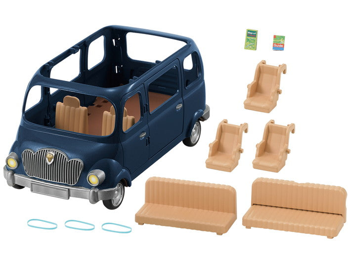 Family Seven-Seater toy car with seats, baby seats, map, and guide book for Cloverleaf Corners adventures.