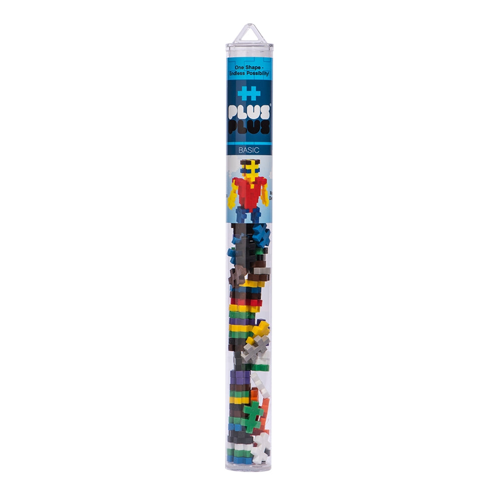 Plus Plus Basic 70pc tube with colorful interlocking bricks for creative play and building fun.