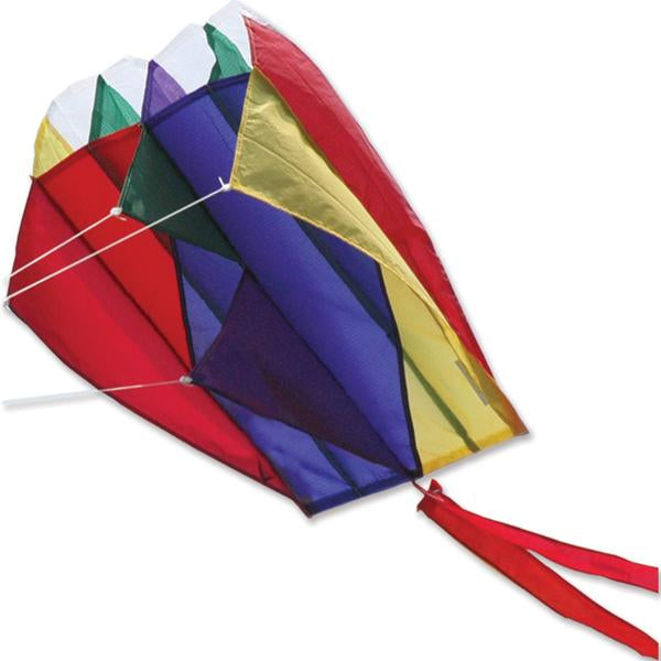 Parafoil 2 Kite | Rainbow with vibrant ripstop nylon fabric and included line, tail, and winder in compact travel size.