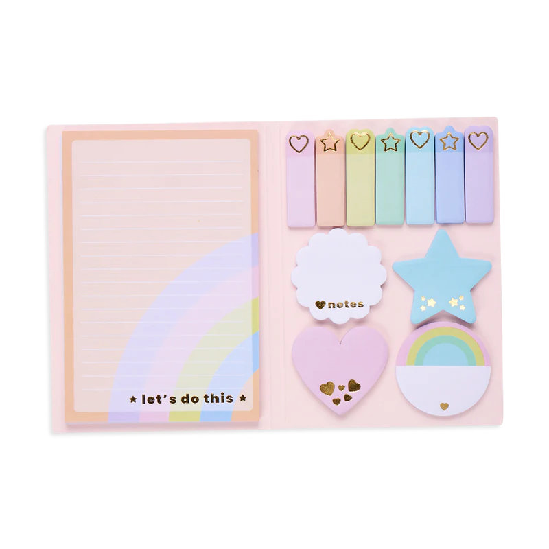 Pastel Rainbows Sticky Tabs featuring pastel rainbow designs and various sticky notes for fun and flexible note-taking.