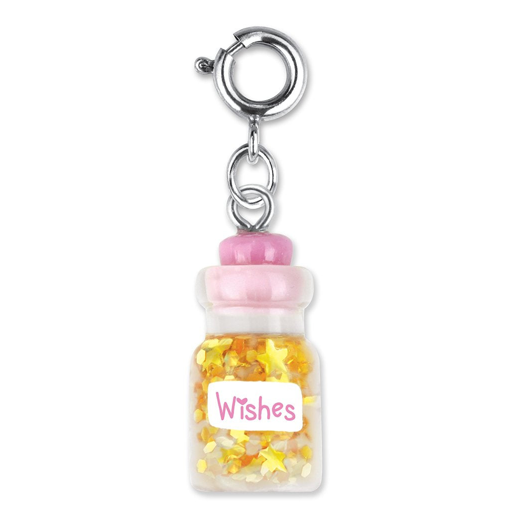 Wishes Bottle Charm with glitter stars and pink top, perfect for customizing CHARM IT! bracelets and necklaces.