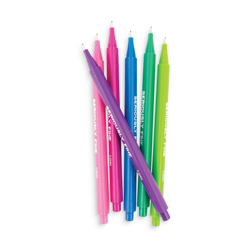 Seriously Fine Felt Tip Markers set showing colorful markers with 0.7mm fine tips for detailed adult coloring.