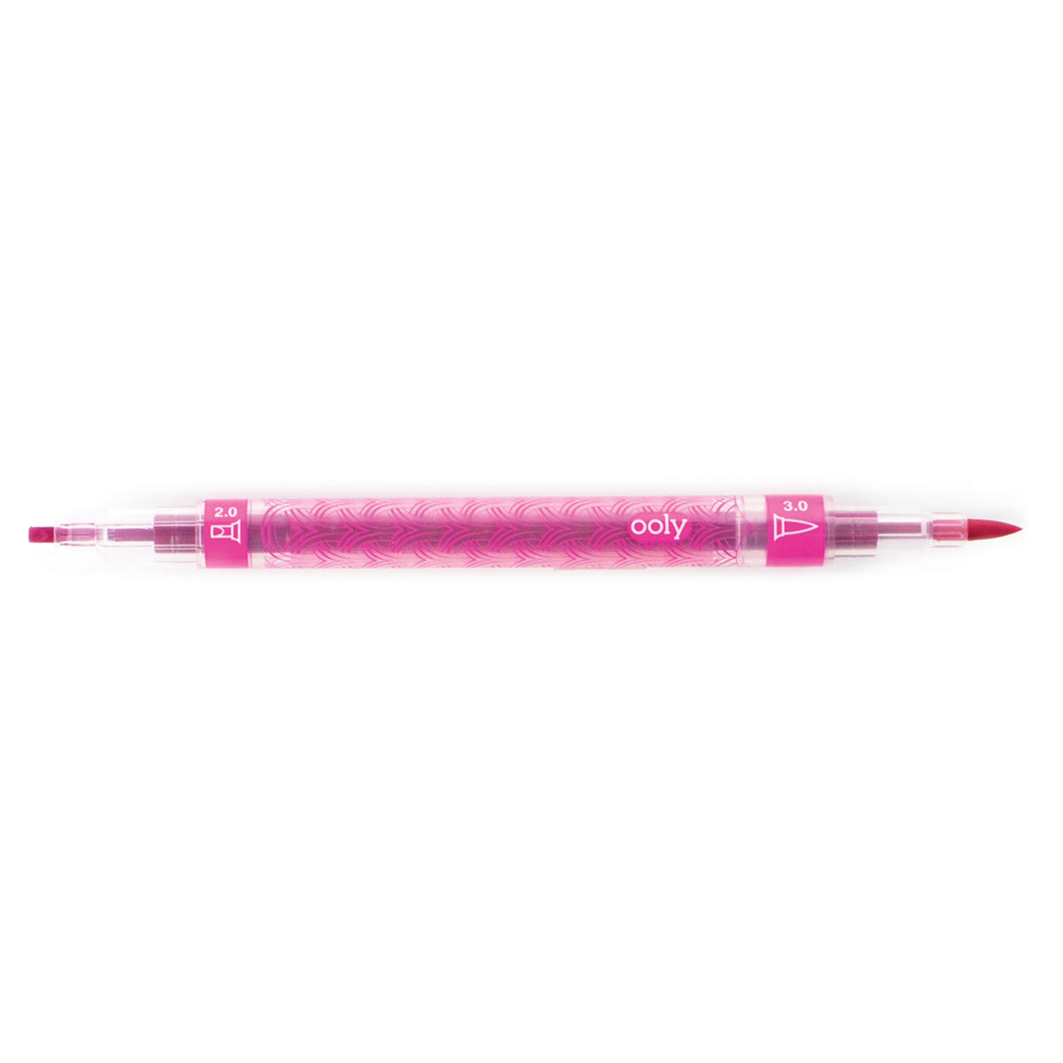 Calligraphy Duo Markers pink dual tip with 2.0mm chisel and 3.0mm brush tip for colorful calligraphy writing.