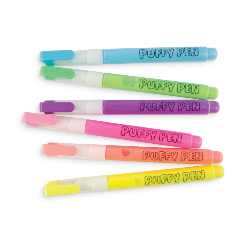 Magic Puffy Pens set of six neon colors, perfect for creating 3D puff art with heat-activated ink.