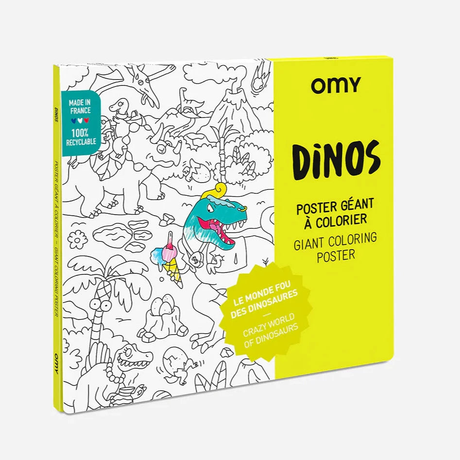 Dinosaur Giant Coloring Poster featuring fun prehistoric dinosaurs in a large, foldable poster perfect for creative coloring.