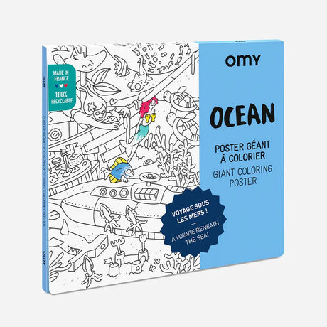 Ocean Giant Coloring Poster featuring an underwater scene with sea creatures for creative coloring fun.