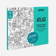 Atlas Giant Coloring Poster featuring a foldable world map with fun illustrations, ideal for creative coloring activities.