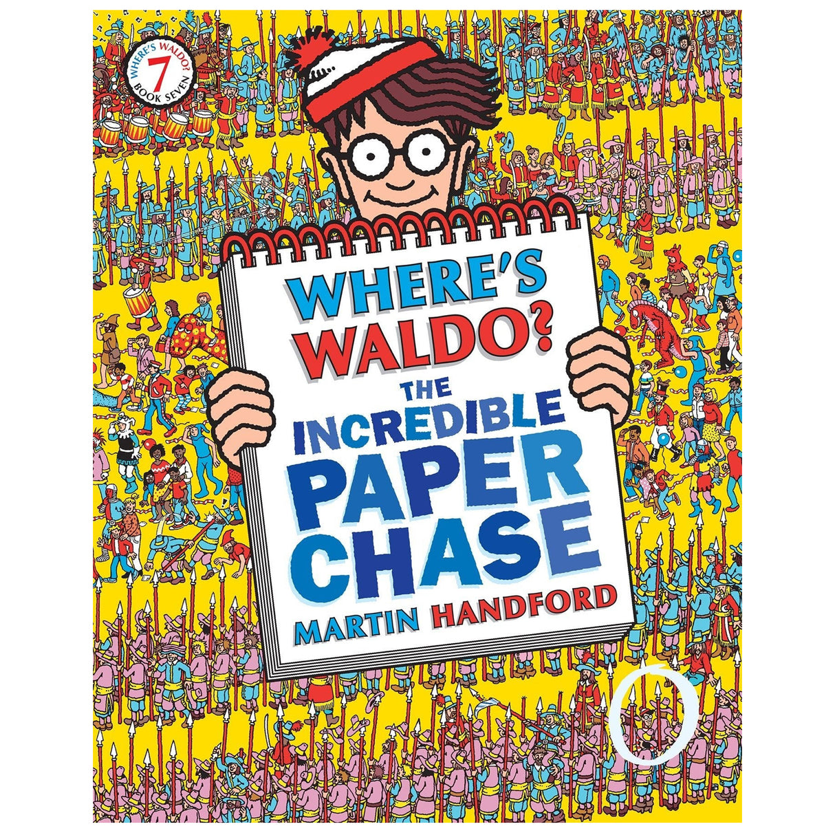 Where's Waldo Incredible Paper Chase book cover showing Waldo holding a sketchbook against a crowded colorful background.