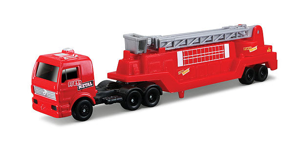 Highway Haulers red toy fire truck with ladder, perfect gift for truck lovers and kids ages 3 and up.