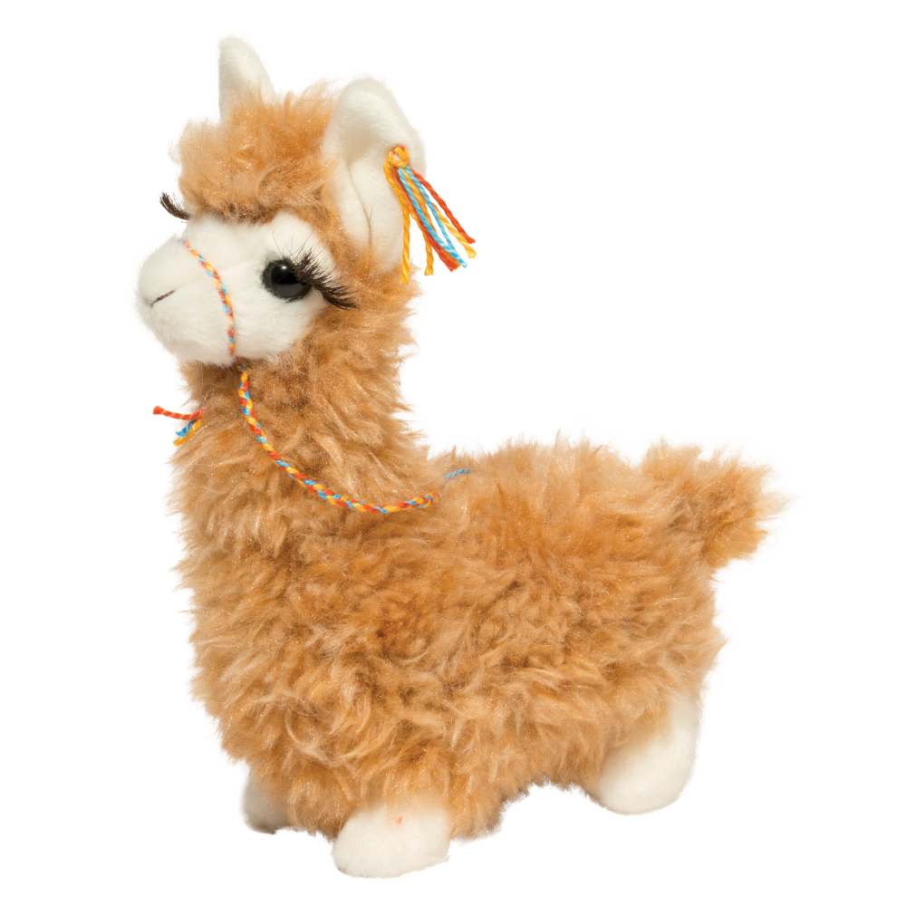 Llama Lil Wolly plush toy with soft golden woolly coat, colorful halter, and gentle expression for cuddly fun.