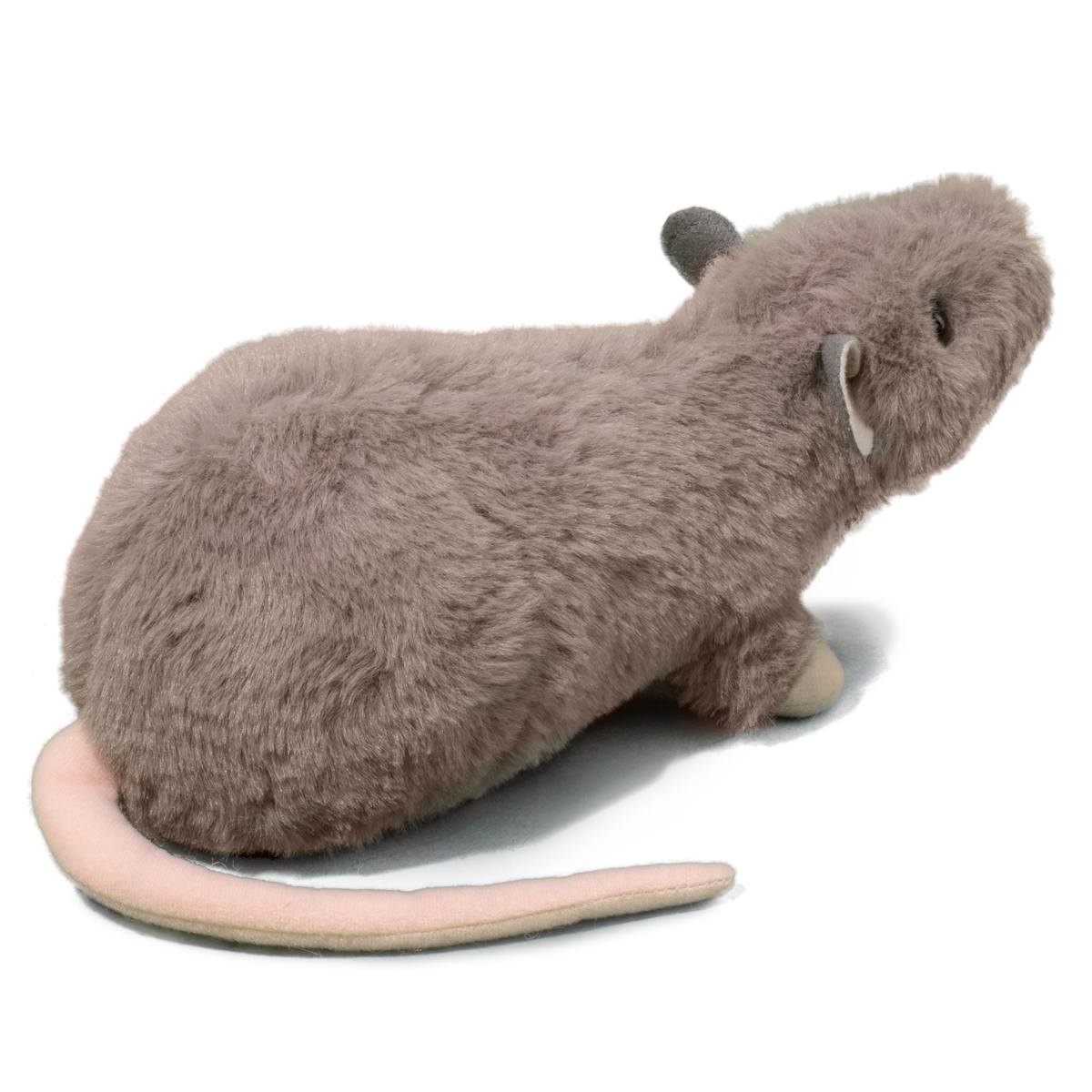 Rat Ralph plush stuffed animal with soft fur, pink tail, ears, and realistic small features, perfect for rat lovers.