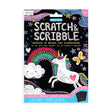 Scratch & Scribble Funtastic Friends mini kit with unicorn, rainbow, and star illustrations for creative travel scratch art.
