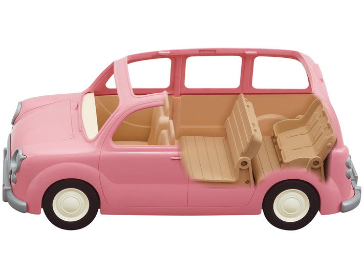 Family Picnic Van toy in pink with beige seats, designed for imaginative play and multiple style changes.