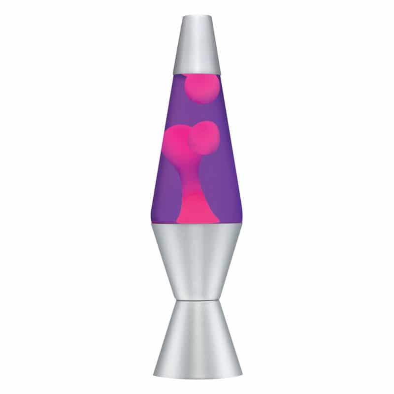 Lava Lamp | Pink & Purple with silver base, pink wax in purple liquid creating relaxing soft light and mesmerizing motion.