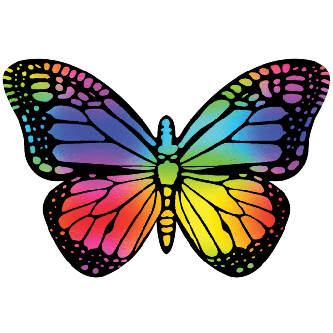 Scratch Art Butterflies rainbow butterfly scratch art design with vibrant colors revealed from black coating.