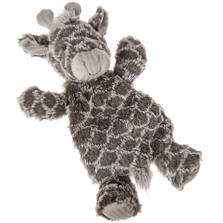 Afrique Giraffe Lovey with grey textured body and embroidered face, part toy and part blanket, machine washable.