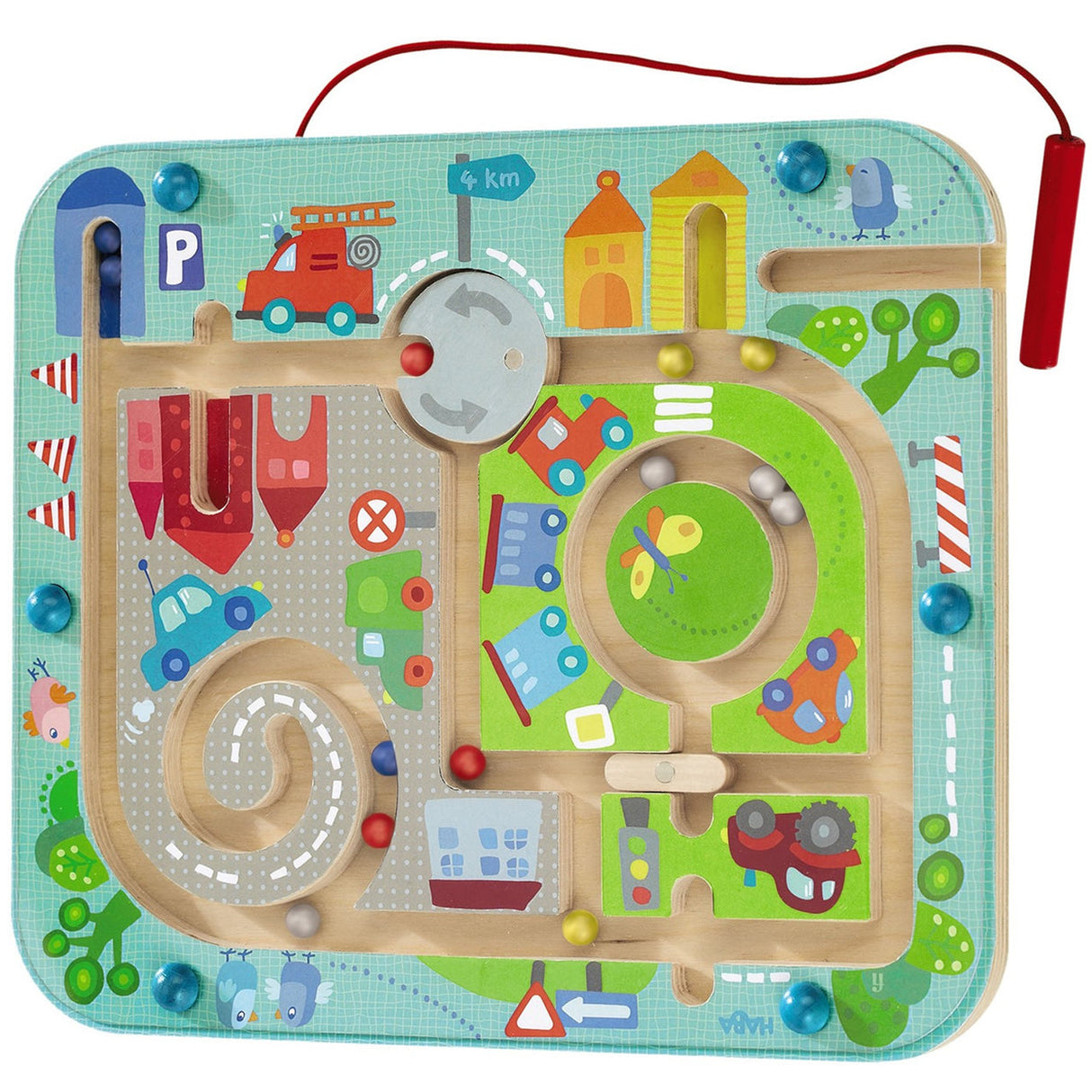 Magnetic Puzzle Game | Town Maze with colorful balls, magnetic wand, and city-themed maze for fine motor skill development.