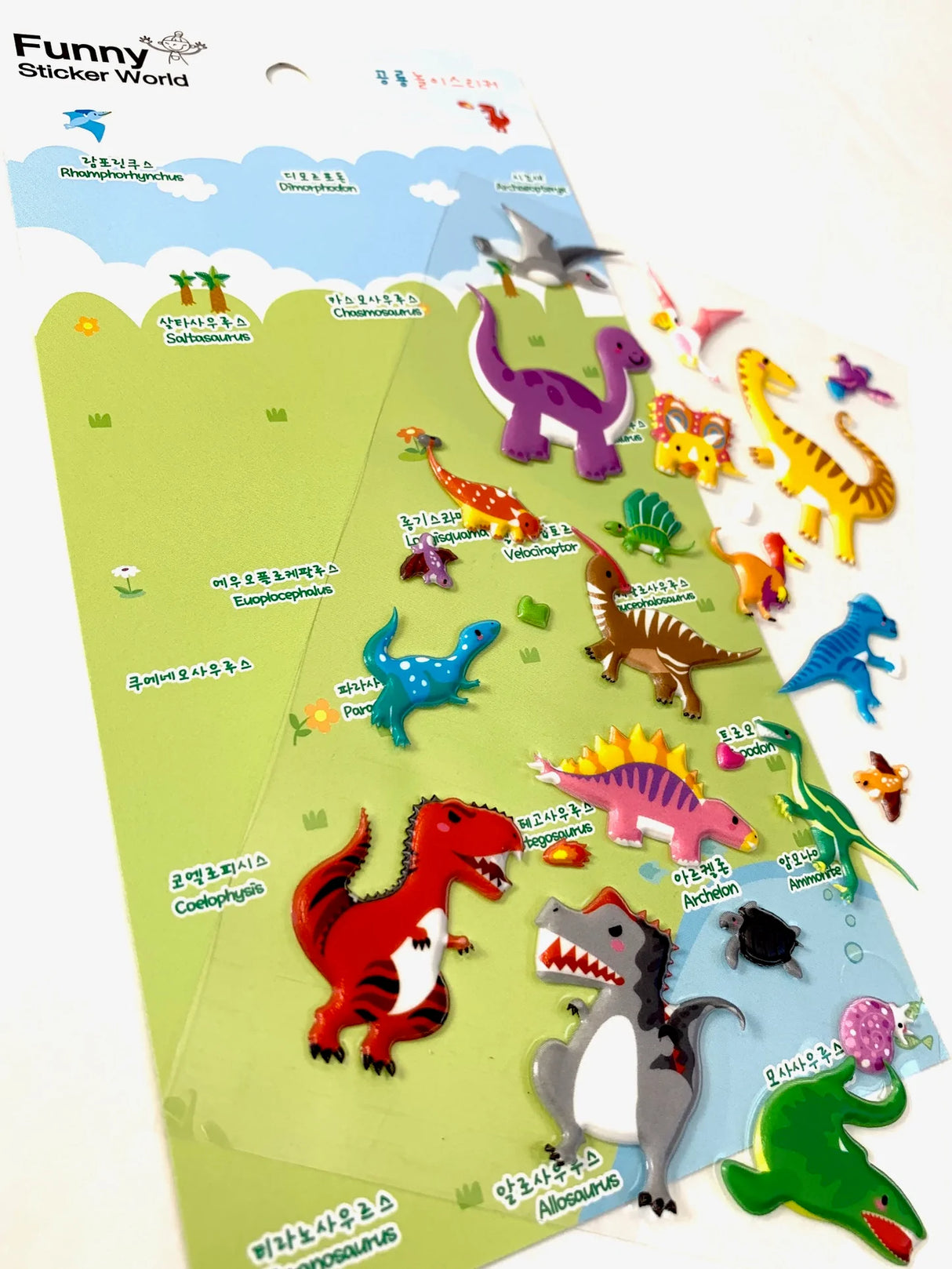 Dinosaur Puffy Stickers featuring colorful, cute dinosaur designs perfect for notes, planners, and creative projects for ages 3 and up.