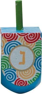 Dreidel | Colorful Wooden spinning top with traditional Hebrew letters, made of wood, balanced for smooth play.