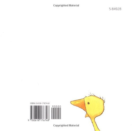 Back cover of Gossie showing a yellow gosling peeking with a barcode and ISBN on a white background.