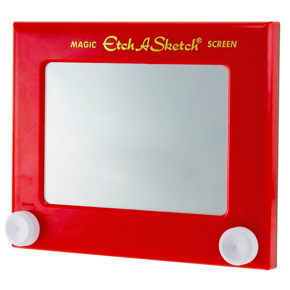 Etch-A-Sketch classic red drawing toy with two white knobs for endless creative fun and easy erase.