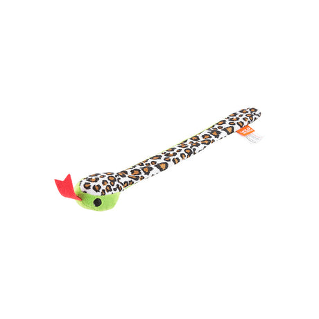 Wild Republic Snake Slap Bracelet with leopard print and green head, a fun stuffed animal and wearable 80s style accessory.