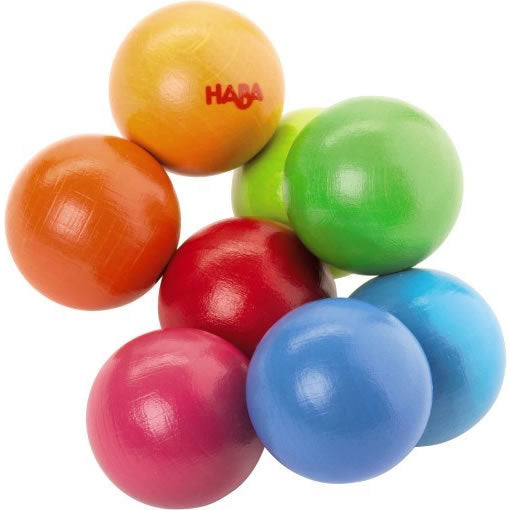 Magica Wooden Clutching Toy colorful hand-crafted wooden balls easy for babies to grasp and teethe on, made in Germany