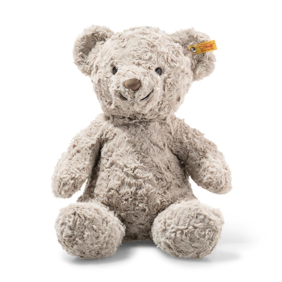Teddy Bear Honey plush with soft tan fur, safety eyes, and seated bean bags for a cuddly, friendly companion.