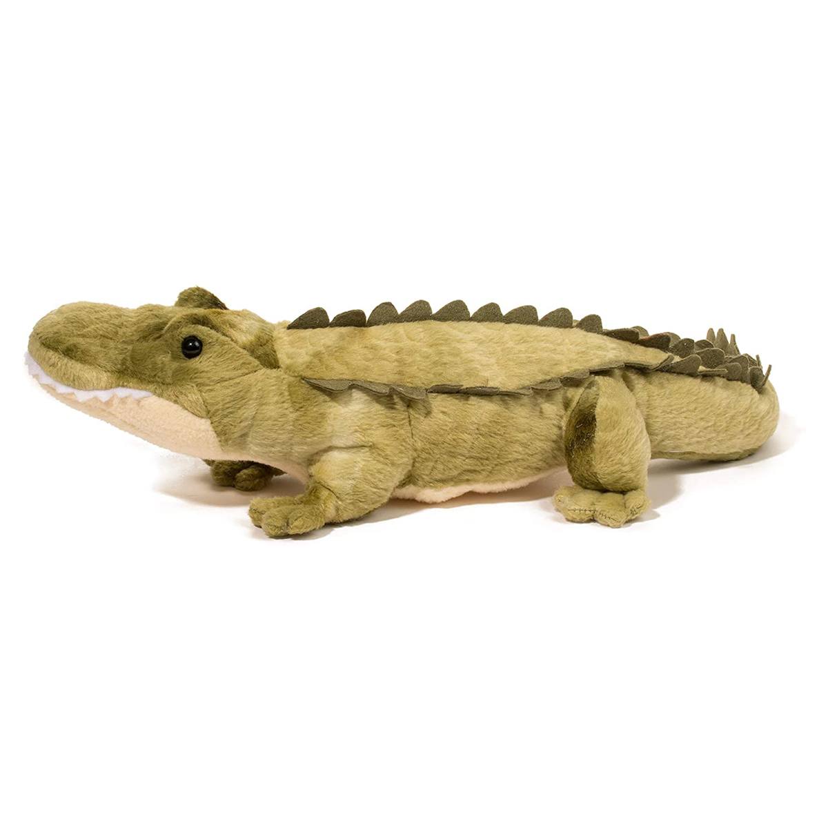 Alligator Streamline plush toy with soft green scales, felt teeth, and spiky back, perfect for ages 2 and up.