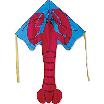 46" Easy Flyer Kite | Red Lobster with bright red lobster design on blue background, easy to assemble and fly.