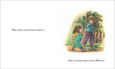 Sisters board book illustration showing two sisters walking together, from the product titled Sisters by David McPhail.