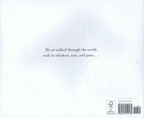 They All Saw a Cat book page showing text about a cat with whiskers, ears, and paws walking through the world.