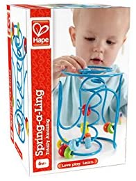 Spring A Ling toy with colorful beads and maze design for babies aged 6 months and up exploring and learning.